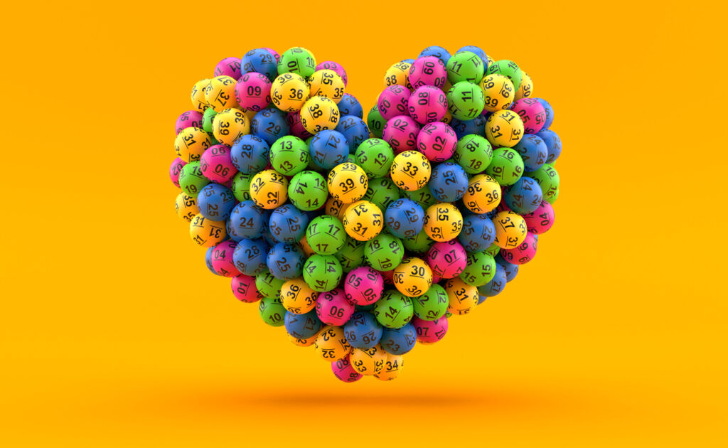 Lottery balls in heart shape